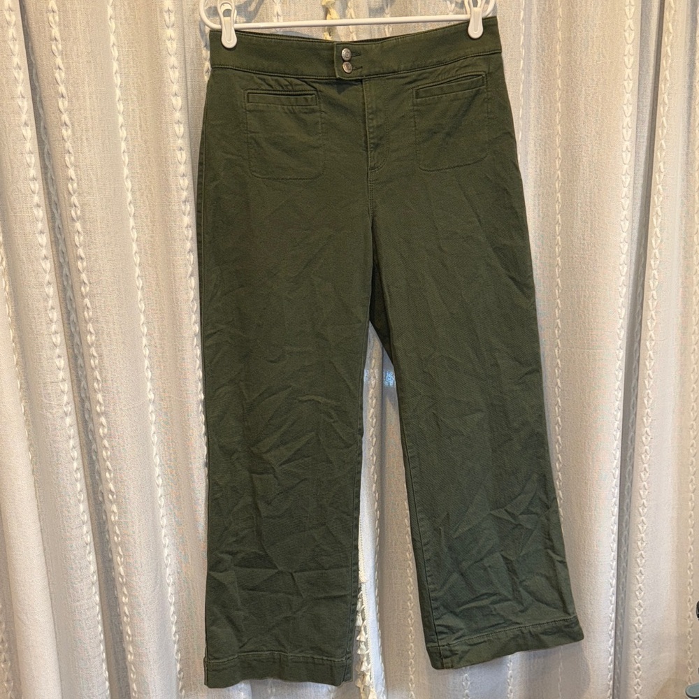 LOFT Petite Palmer Wide Leg Olive Trousers